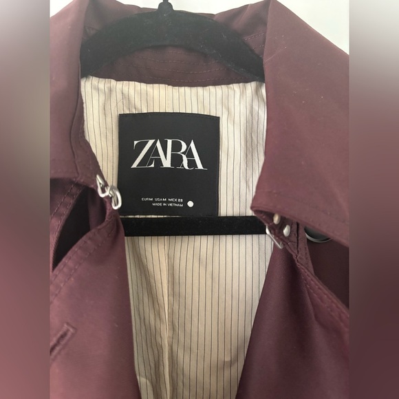 ZARA ZW Collection Water-Repellent burgundy Trench Coat – Size Medium - Picture 4 of 14